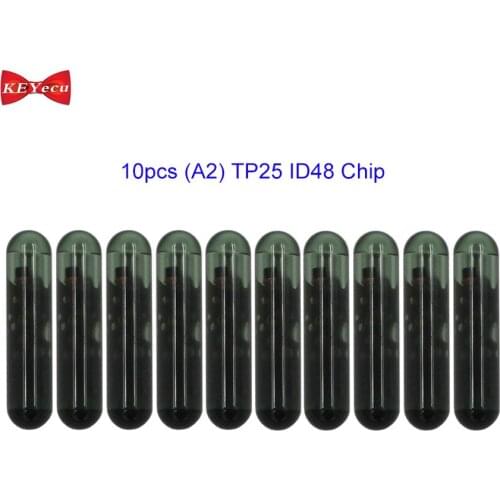 KEYECU 10pcs (A2) TP25 ID48 Transponder Chip Glass Blank Chip for Audi Key