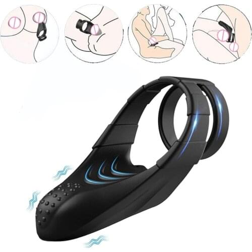 Cock Cage Ring Penis Vibrating Men Dick Delayed Ejaculation Adults Sex Toys For Couples Clitoral Erotic Male Masturbator Shop