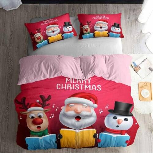HELENGILI 3D Bedding Set Christmas Print Duvet Cover Set Bedclothes with Pillowcase Bed Set Home Textiles #YC-220