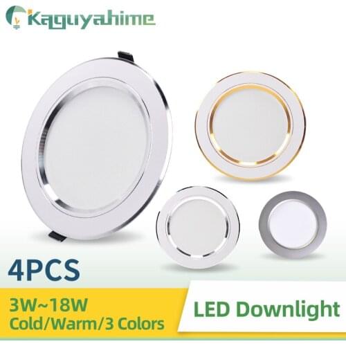 K-RU Downlight 3W 5W 9W 12W 15W 18W 4Pcs/lot LED Downlight AC 220V Gold Silver Ultra Thin Aluminum Round Recessed Spot Lighting