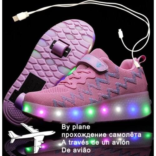 2021 Girl Boy Sneakers roller shoes With on Two Wheels Led Shoes Kids Girls Children Boys Light Up Luminous Glowing Illuminated