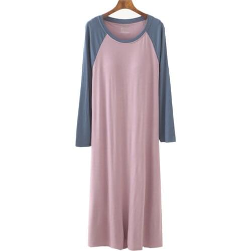 Summer Night Dress Modal Sleepwear Women Spring Autumn Thin Long-Sleeve Pyjama Nightdress Homewear Korean Style Dressing-Gown
