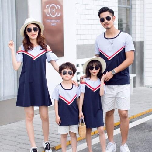 Summer family matching outfits mother daughter dress family Korean style girls dress mother son dad son boys family clothes