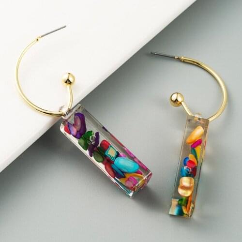 2020 Hot Selling Vertical Bar Colorful Acrylic Dangle Earrings Fashion Creative Women Drop Earrings