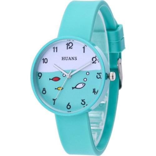 Top brand new women watches for children girl quartz watch Fashion cartoon fish watch simple small fresh silicone kids watches