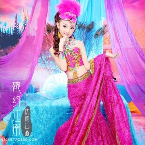 Little Princess Rose Red Hanfu Costume Exotic Styke Indian Dance Aixiwaya Indian Saree Photography Costume Plate Beauty Series