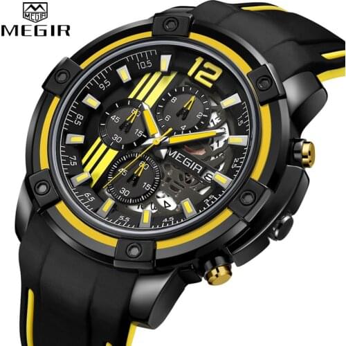 MEGIR Mens Analog Sport Quartz Watch Waterproof Chronograph Men Top Brand Luxury Watches Army Military Clock Relogio Masculino