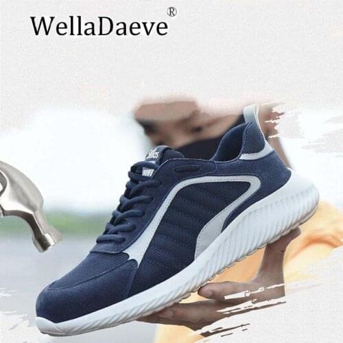 Men Steel Toe Safety Shoes Light Breathable Outdoor Puncture-Proof Work Ankle Boots Construction Protective Reflective Footwear