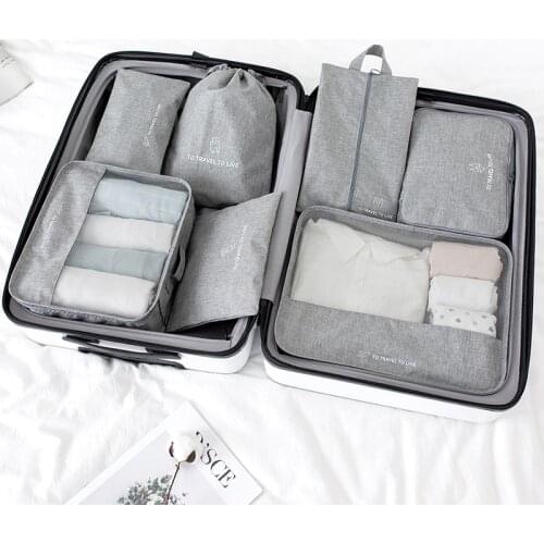 2019 High quality 7PCS/set Travel Bag Set Women Men Luggage Organizer for Clothes Shoe Waterproof Packing Cube Portable Clothing