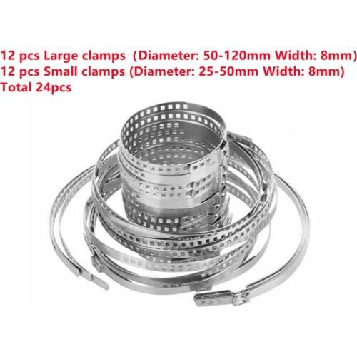 24pcs Stainless Steel Adjustable AXLE CV Joint Boot Crimp Clamp CV Boot Clamp 5cm/2"-7.5cm/3" Fits To Rubber CV Joint Boot