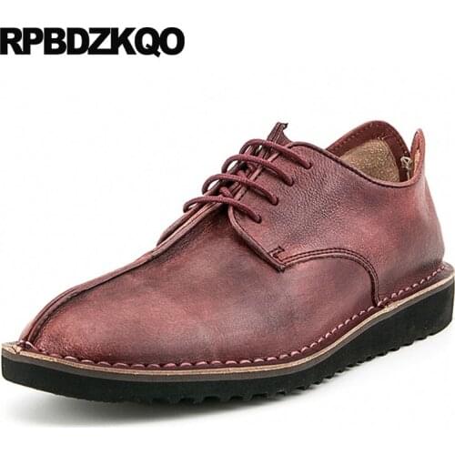 Genuine Leather Real Dress Italy Wedding Italian European Burgundy Office Brand Solid Men Party Shoes Classic Oxfords Lace Up