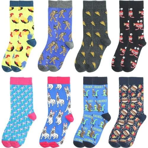 Burger Pizza Sushi Alien males Socks Fashion Cute Series Korean Harajuku Cartoon Funny Women Happy Cotton Cool Middle tube Socks