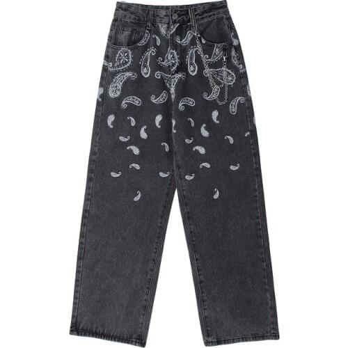 High 2021 New Kiryaquy men Luxurious Paisley West Coast CRIPS BLOODS jeans Cotton Denim Pants comfort casual jeans S-XL #D7