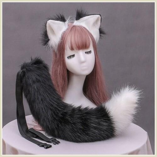 New Fox Wolves Beast Ear Hair Hoop Headwear Hairbands Cat Tails Cosplay Costume Headband Props Anime Cosplay Purim