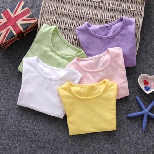 New Summer Solid Color Boys Girls T-Shirts Kids Shirts Short Sleeve Girl Tops Tee Baby Toddler Cotton T Shirt Childrens Clothes