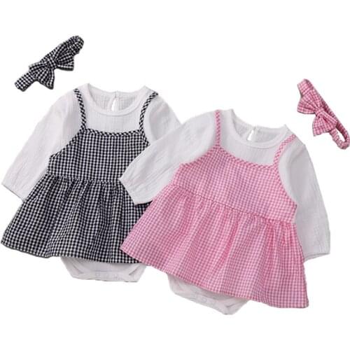 0-3Yrs Newborn Baby 2020 Summer New Cute Romper Boys Girls Baby Clothes Lattice Cotton Baby Rompers Infant Baby Girls Jumpsuit