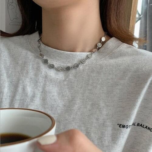 A Bunch Of Smiley Retro Necklace For Women Couple Trend Fine Bungee Hip Hop Jewelry Party Gifts SAN316