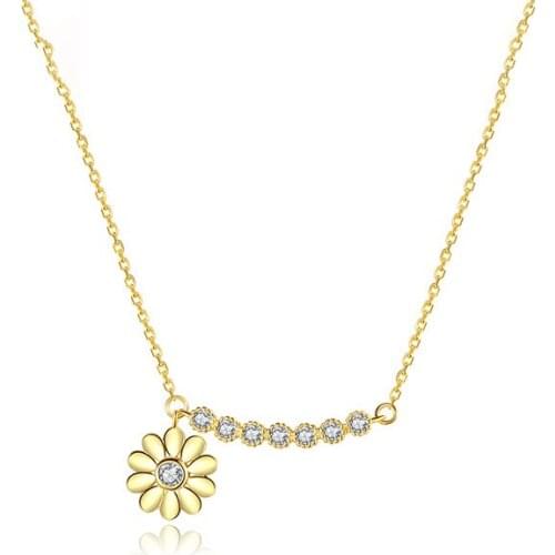925 Sterling Silver Small Daisy Sun Flower Necklace 2020 New Female Niche Ins Light Luxury Necklace