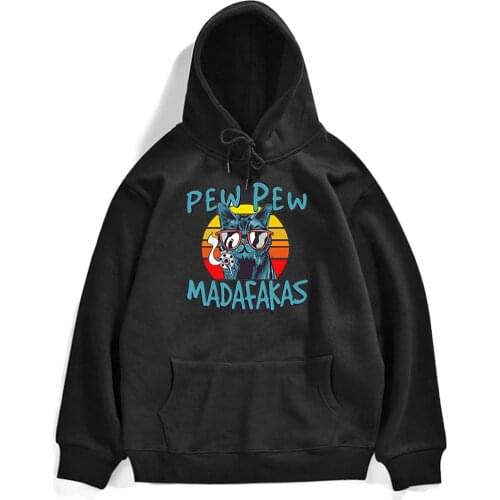 Pew Madafakas Cat Cartoon Print Male Pullover Harajuku High Quality Men Hooded Sweatshirt Big Size Famous Brand Man Hoodies