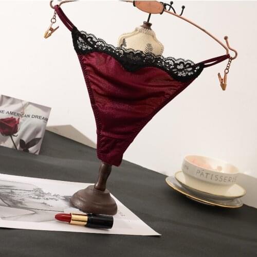 Exquisite Satin Sexy Thong Ice Silk Seamless Sports Underwear Thong Elastic Ribbon Adjustable Comfortable Sexy Female Underwear