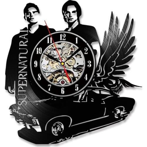 Supernatural Handmade LED Vinyl Clock Silhouette Wall Light Remote Control Art Backlight LP Cool Living Room Decorative