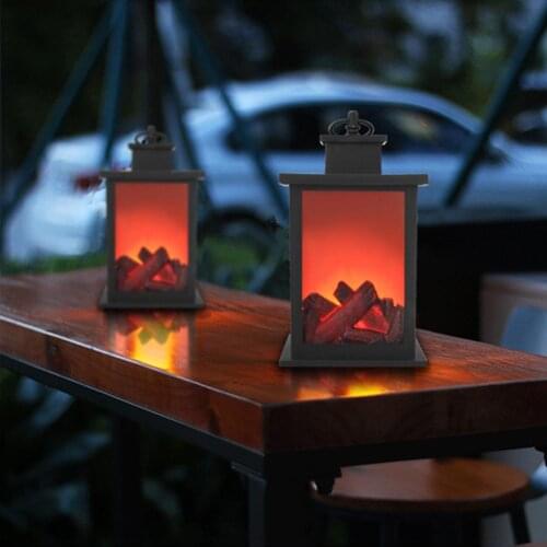 LED Charcoal Flame Lantern Lamps Simulated Fireplace AA Battery Courtyard Living Room Decor Flame Effect Light Bulb