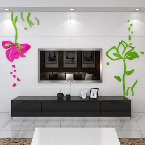 Creative lotus 3D Acrylic crystal Wall Stickers Entrance living room DIY Art wall decor Sofa TV backdrop Room wall decoration