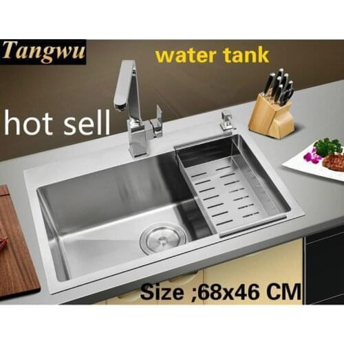 Tangwu Apartment 304 stainless steel tank kitchen thickening hand drawing thickening manual sink single tank 680x460 MM