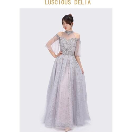O-neck celebrity dresses Beaded Evening Dresses 2021 New style Formal dress Light luxury tulle