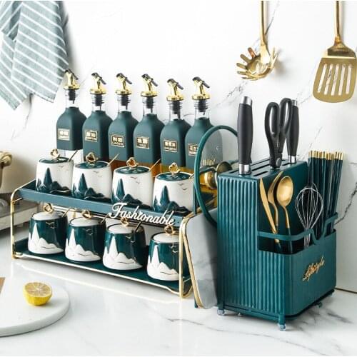 Gorgeous Seasoning Box Seasoning Jar Kitchenware Condiment Storage Combination Strong Durable Salt Tank Oil Can Oil Bottle Set