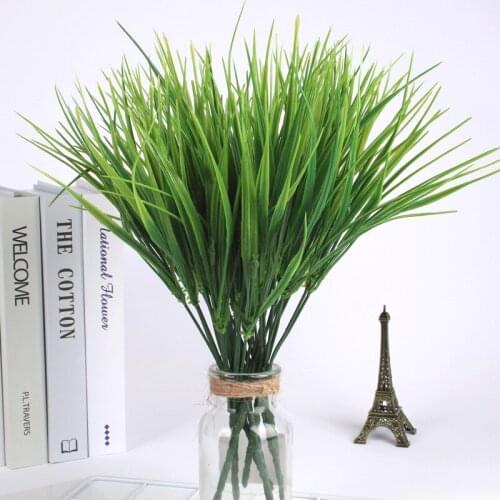 1PC Artificial 7 Forks Plastic Grass Plant Fake Flower Wedding Flower Arrangement Christmas Home Decoration