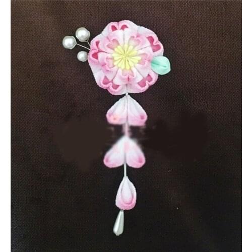 1pcs Japanese Style Handmade Cloth Sakura Tassel Hair Clip Cosplay Prop for Hanfu Kimono Hair Decor for Women Girl Gift