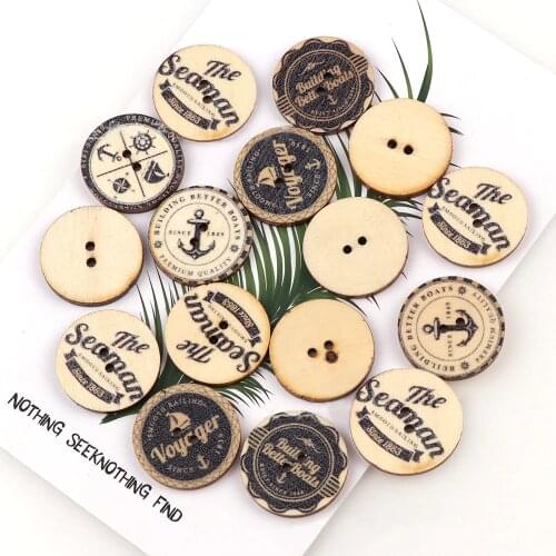 10pcs Old School Style 2 Hole Wooden Buttons Scrapbooking Crafts DIY New Fashion Clothing Sewing Accessories Button Decoration