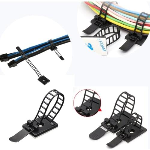 100Pcs Adjustable Cable Tie Fixing Cable Organizer Wire Holder Management Desktop Workstation Wire Sticky Back Glue line Clamp