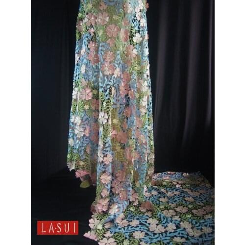 1Y=1Lot New Very beautiful flowers Multicolor water-soluble+sequins thick embroidery lace fabric Gorgeous Hollow S0044