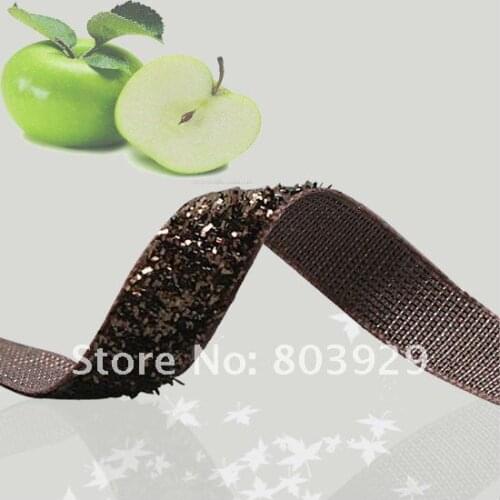 3/8" Glitter Velvet Ribbon Brown Glitter Ribbon Metallic Color Glitter Ribbon