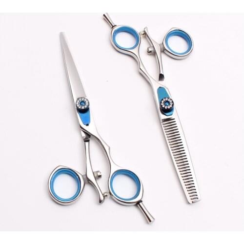 5.5" 16cm 440C Engraving Logo Shiny Cutting Shears Thinning Scissors Professional Hair Scissors Swivel Handle Styling Tool C9019