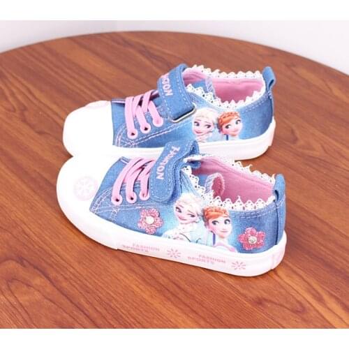 Disney childrens shoes pu sneakers student Korean frozen elsa single shoes female princess baby shoes