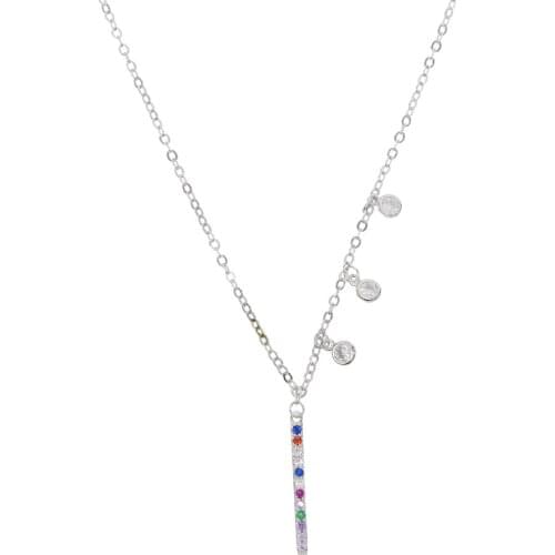 Statement bohemia necklace rainbow round cz bar charm 2019 new arrived jewelry