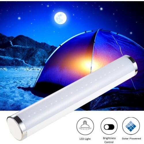 Solar Powered LED Tube Bulb Lamp for Emergency Indoor and Outdoor Camping First Aid LED Light Brightness Adjust USB Rechargeable