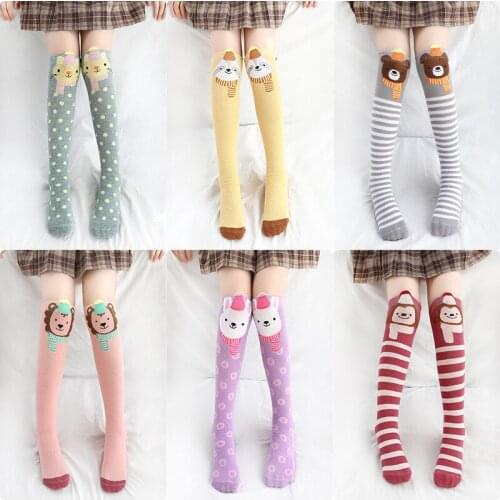 Cartoon Stockings Girl Knee Highs Mid-Calf Length Tights Animals Knee-high Socks for Kids Autumn Little Girl Accessories