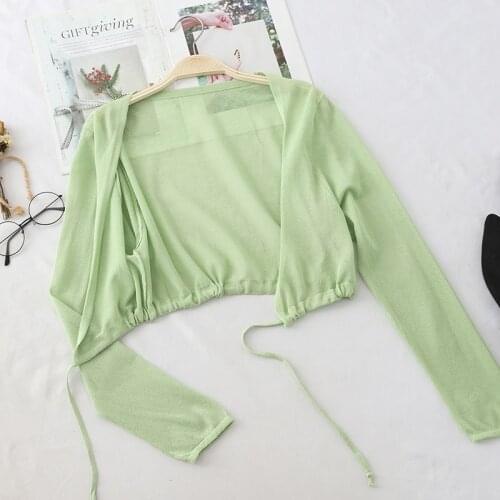 HELIAR Women Drawstring Cadigans Summer Thin Blouse Fashion pit knitting Tops Overall Elastic Cadigans Women Summer