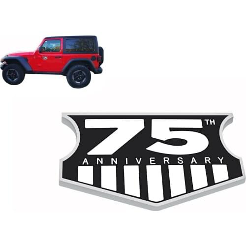 Chrome Black 75th Anniversary for Wrangler Grand Cherokee Fender Door Emblem Decal Badge Sticker