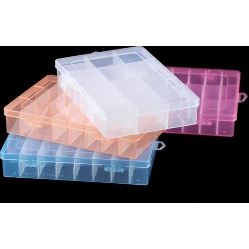 JHNBY Adjustable 24 Slots Compartment Plastic Jewelry Box Storage Case Container for Organizer Beads Earrings Rings Gift Boxes