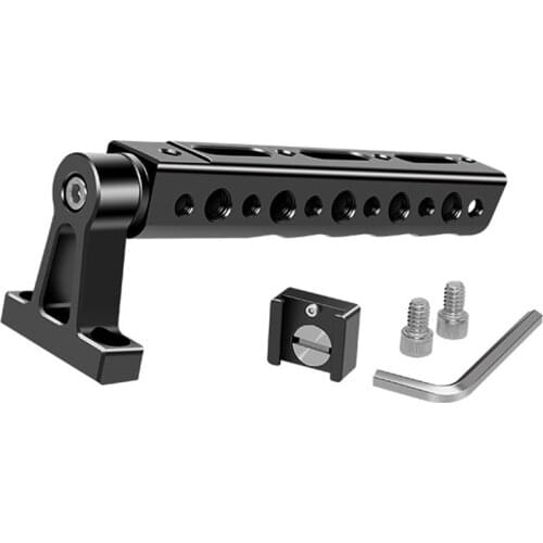 Camera Handle Grip with 1/4 Inch 3/8 Inch Threaded Holes Universal Cold Shoe Expansion Monitor Microphone LED Light