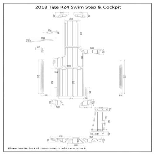 2018 Tige RZ4 Swim Step & Cockpit Pad Boat EVA Teak Decking 1/4" 6mm