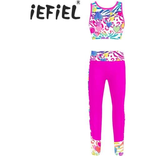 Kids Girls Ballet Dancewear Sets Sports Outfits Sleeveless Tank Tops Sport Yoga Running Gym Workout Leggings Tracksuits Sets