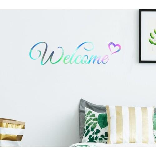 Colorful Welcome Wall Sticker living room bedroom for home decoration wallpaper Art English Glass window Door decor stickers