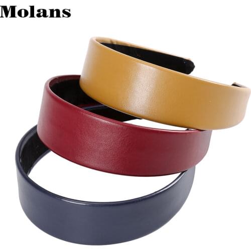 Molans 2020 New Leather Hairband Solid Color Shiny Headband Fashionable Headhoop Ladies Headband Hair Accessories