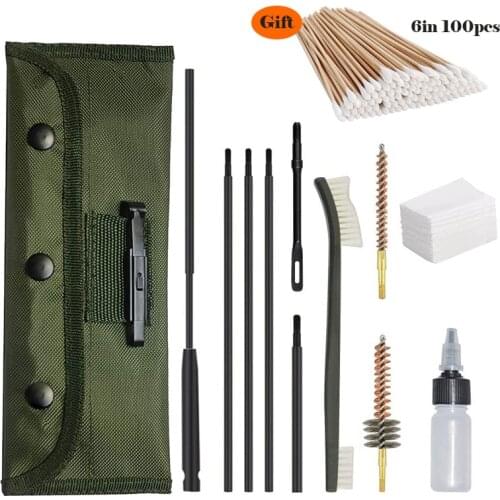 10pcs/Set Gun Cleaning Kit for .22cal 5.56mm .223 .30cal 7.62mm Rifle Shotgun Cleaning Kit with Durable Pouch for Hunting